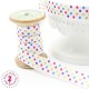 Elastique ruban - Pois - Blanc & Multicolor - 15 mm
