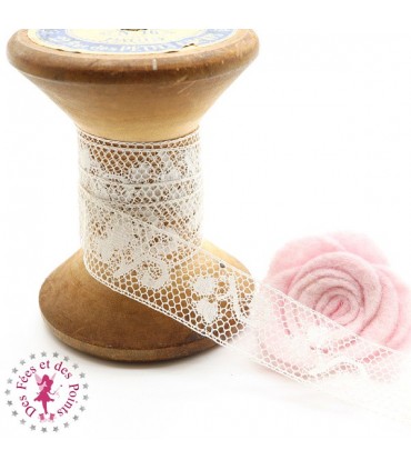 Dentelle Arabesque ancienne sur tulle - Entre-deux - 1.8 cm