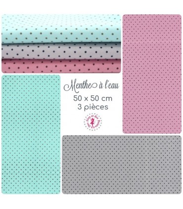 Coupons "Menthe à l'eau" - Coton - 50 x 50 cm - 3 pièces