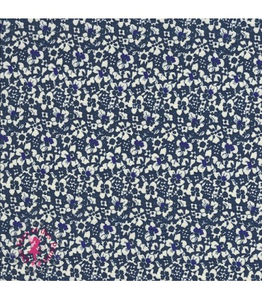 Coupons "Nuit étoilée" - Coton - 50 x 50 cm - 7 pièces - Fleurs bleues