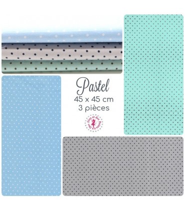 Coupons "Pastel" - Coton - 45 x 45 cm - 3 pièces
