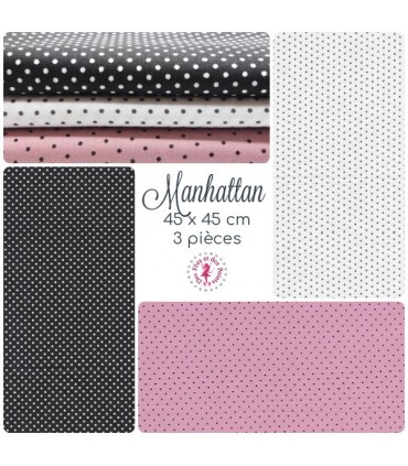 Coupons "Manhattan" - Coton - 45 x 45 cm - 3 pièces