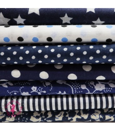 Coupons "Nuit étoilée" - Coton - 50 x 50 cm - 7 pièces