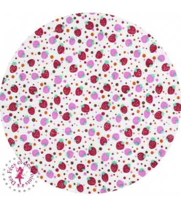 Coupons "Jardin vermillon" - Coton - 50 x 50 cm - 7 pièces - Fraises