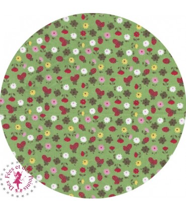 Coupons "Verte prairie" - Coton - 45 x 45 cm - 9 pièces - Fleurs