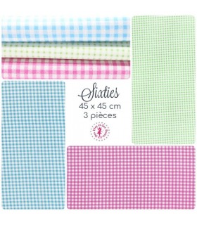 Coupons "Sixties" - Coton - 45 x 45 cm - 3 pièces