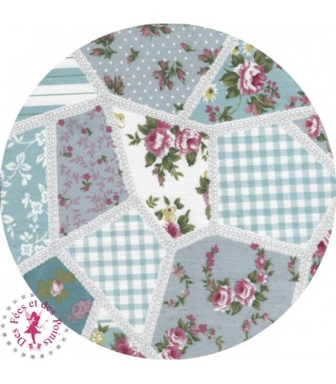 Coupons "Patch Blue" - Coton - 50 x 50 cm - 2 pièces - Fleurs