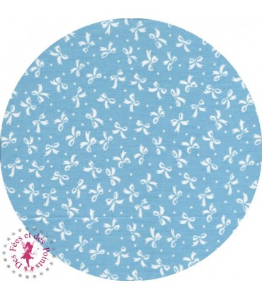 Coupons "Noeuds et Pois Bleus" - Coton - 40 x 50 cm - 3 pièces - Noeuds