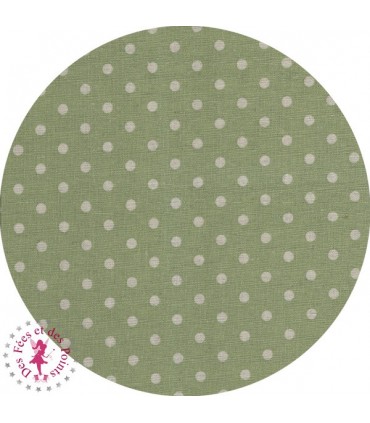 Coupon coton/lin "Pluie de pois" -  Vert tendre & Nature - 45 x 50 cm ou 50 x 70 cm - 1 pièce