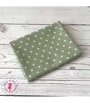 Coupon "Pluie de Pois" -  Coton/Lin - Vert tendre & Nature - 45 x 50 cm ou 50 x 70 cm - 1 pièce