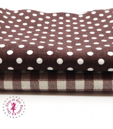 Coupons "Un Eté à la Campagne" - Coton/Lin - Chocolat - 70 x 50 cm - 2 pièces