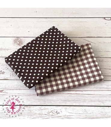 Coupons "Un Eté à la Campagne" - Coton/Lin - Chocolat - 70 x 50 cm - 2 pièces