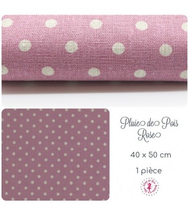 Coupon "Pluie de pois" - Coton/Lin - Rose & Nature - 45 x 50 cm - 1 pièce