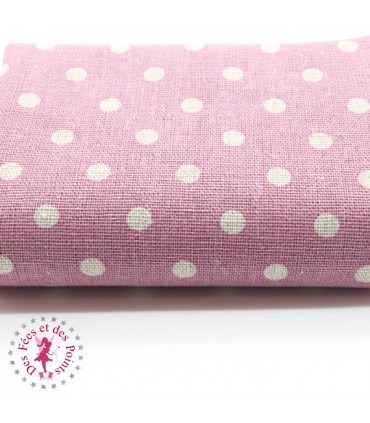 Coupon "Pluie de pois" - Coton/Lin - Rose & Nature - 45 x 50 cm - 1 pièce