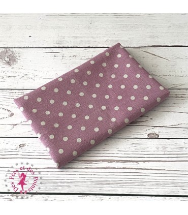 Coupon "Pluie de pois" - Coton/Lin - Rose & Nature - 45 x 50 cm - 1 pièce