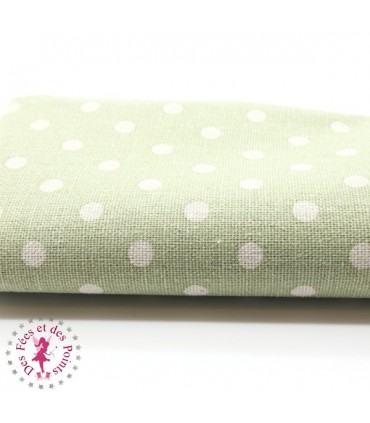 Coupon "Pluie de pois" -  Coton/Lin - Vert tendre & Nature - 45 x 50 cm ou 50 x 70 cm - 1 pièce