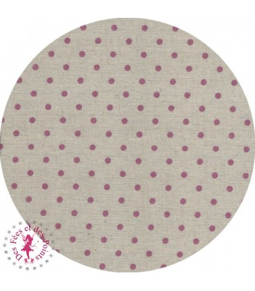 Coupon "Pluie de pois" - Coton/Lin - Nature & Rose - 45 x 50 cm - 1 pièce