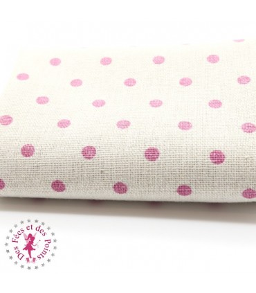Coupon "Pluie de pois" - Coton/Lin - Nature & Rose - 45 x 50 cm - 1 pièce