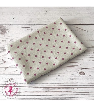Coupon "Pluie de pois" - Coton/Lin - Nature & Rose - 45 x 50 cm - 1 pièce