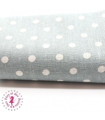 Coupon "Pluie de pois" - coton/Lin - Gris bleu/Nature - 45 x 50 cm - 1 pièce