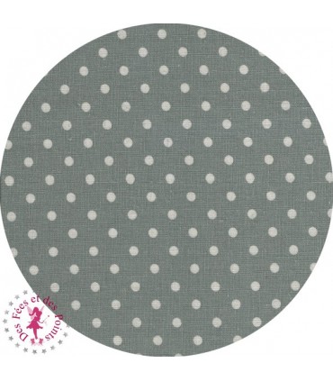 Coupon "Pluie de pois" - coton/Lin - Gris bleu/Nature - 45 x 50 cm - 1 pièce