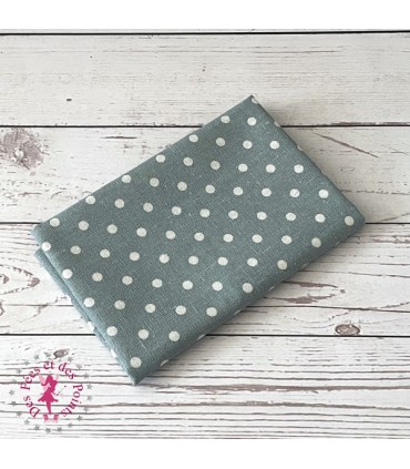 Coupon "Pluie de pois" - coton/Lin - Gris bleu/Nature - 45 x 50 cm - 1 pièce