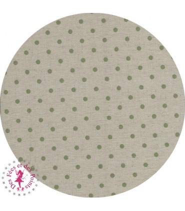Coupon "Pluie de pois" - Coton/Lin - Nature & Vert tendre - 45 x 50 cm ou 50 x 50 cm - 1 pièce