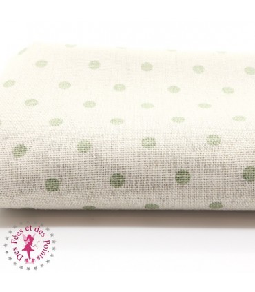 Coupon "Pluie de pois" - Coton/Lin - Nature & Vert tendre - 45 x 50 cm ou 50 x 50 cm - 1 pièce