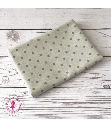 Coupon "Pluie de pois" - Coton/Lin - Nature & Vert tendre - 45 x 50 cm ou 50 x 50 cm - 1 pièce