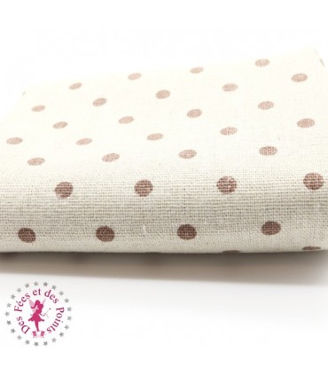 Coupon "Pluie de Pois" - Coton/Lin - Nature & Chocolat - 45 x 50 cm ou 50 x 70 cm - 1 pièce