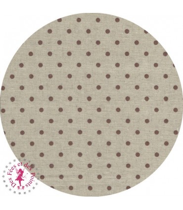 Coupon "Pluie de Pois" - Coton/Lin - Nature & Chocolat - 45 x 50 cm ou 50 x 70 cm - 1 pièce