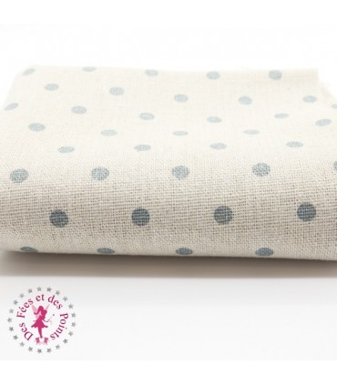 Coupon "Pluie de Pois" -  Coton/Lin - Nature & Gris bleu - 45 x 50 cm - 1 pièce