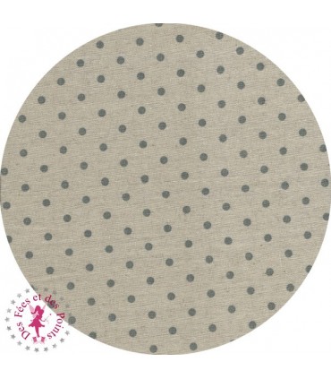 Coupon "Pluie de Pois" -  Coton/Lin - Nature & Gris bleu - 45 x 50 cm - 1 pièce