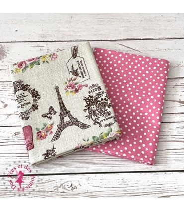 Coupons "Shopping à Paris" - Coton/Lin - 45 x 50 cm - 2 pièces