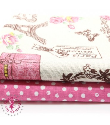 Coupons "Shopping à Paris" - Coton/Lin - 45 x 50 cm - 2 pièces