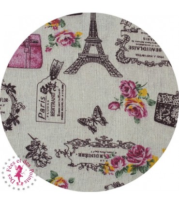 Coupons "Shopping à Paris" - Coton/Lin - 45 x 50 cm - 2 pièces