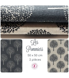 Coupons "Les Pommiers" - Coton/Lin - 50 x 50 cm - 2 pièces