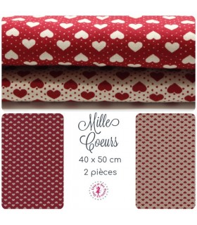 Coupons "Mille Coeurs" - Coton - 40 x 50 cm - 2 pièces