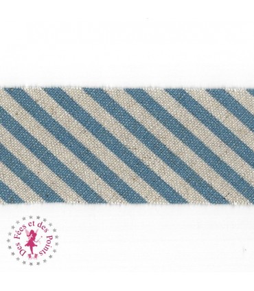 Biais rayé - non plié - Bleu Clair