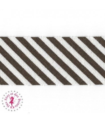 Biais rayé - non plié - Chocolat