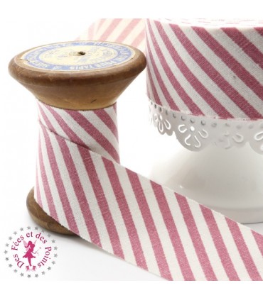 Biais rayé - non plié - Rose
