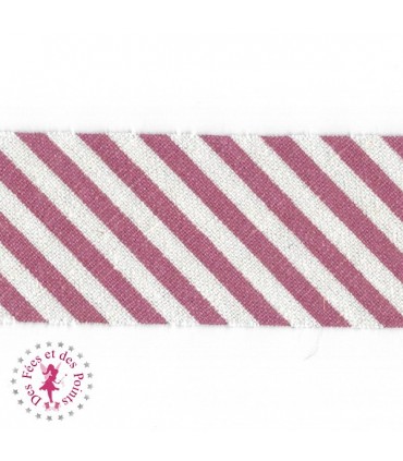 Biais rayé - non plié - Rose