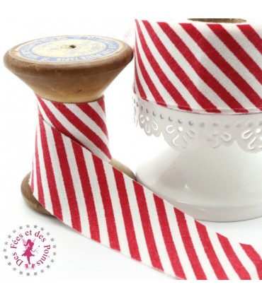 Biais rayé - non plié - Rouge