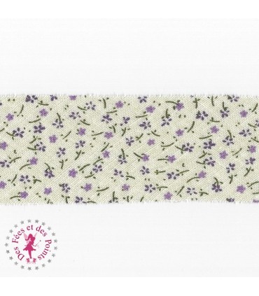 Biais - non plié - Fleurettes mauves