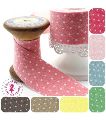 Biais - non plié -  Linen Wash à pois