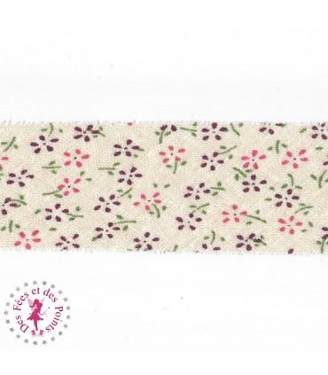 Biais - non plié - Mille Fleurs - Beige