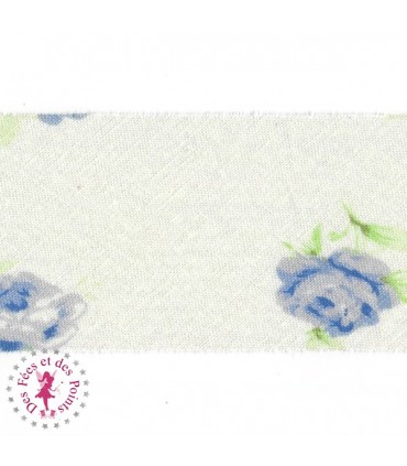 Biais - non plié - Roses Bleues