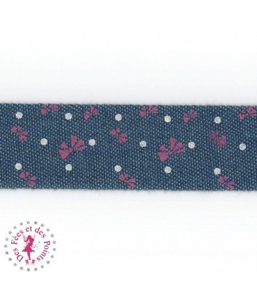 Biais - plié - Noeuds en Jeans - 25 mm
