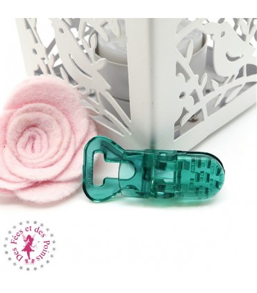 Pince attache tétine/lolette T - KAM - Vert Transparent