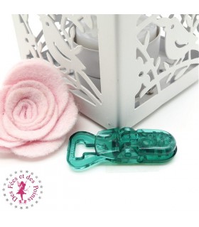 Pince attache tétine/lolette T - KAM - Vert Transparent